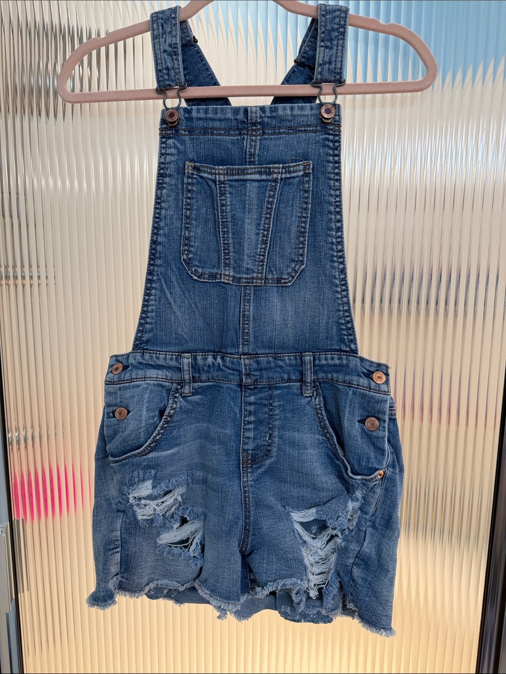 Mossimo Supply Co. Blue Denim Overalls with Red Label